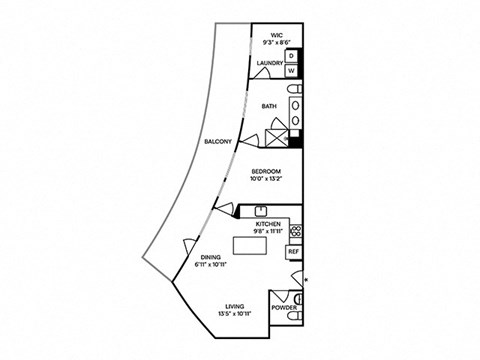 Sentral Old Town - A16 1BR 1BA Floor Plan